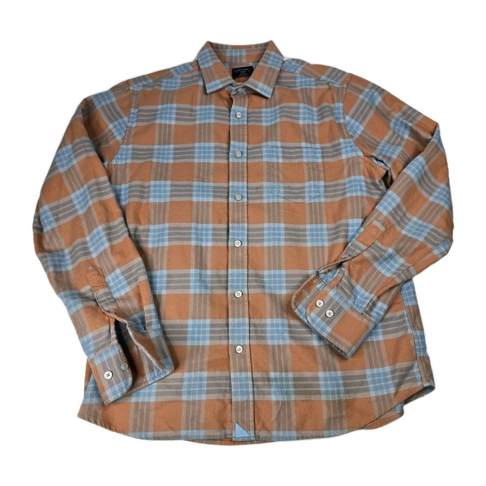 UNTUCKit Men's L Slim Fit Button Up Shirt Plaid Heavyweight Cotton Long‎ Sleeve